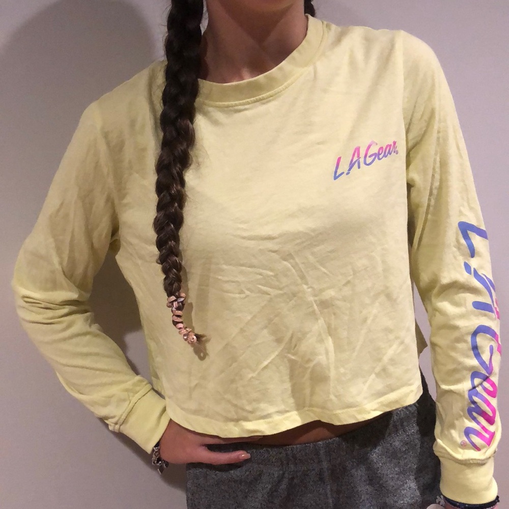 Pastel Yellow LA Gear Cropped Long Sleeve